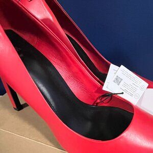 ZARA RED LEATHER SHOES HEELS NWT 40